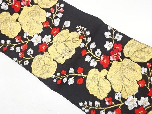 JAPANESE KIMONO / ANTIQUE FUKURO OBI / WOVEN PAULOWNIA